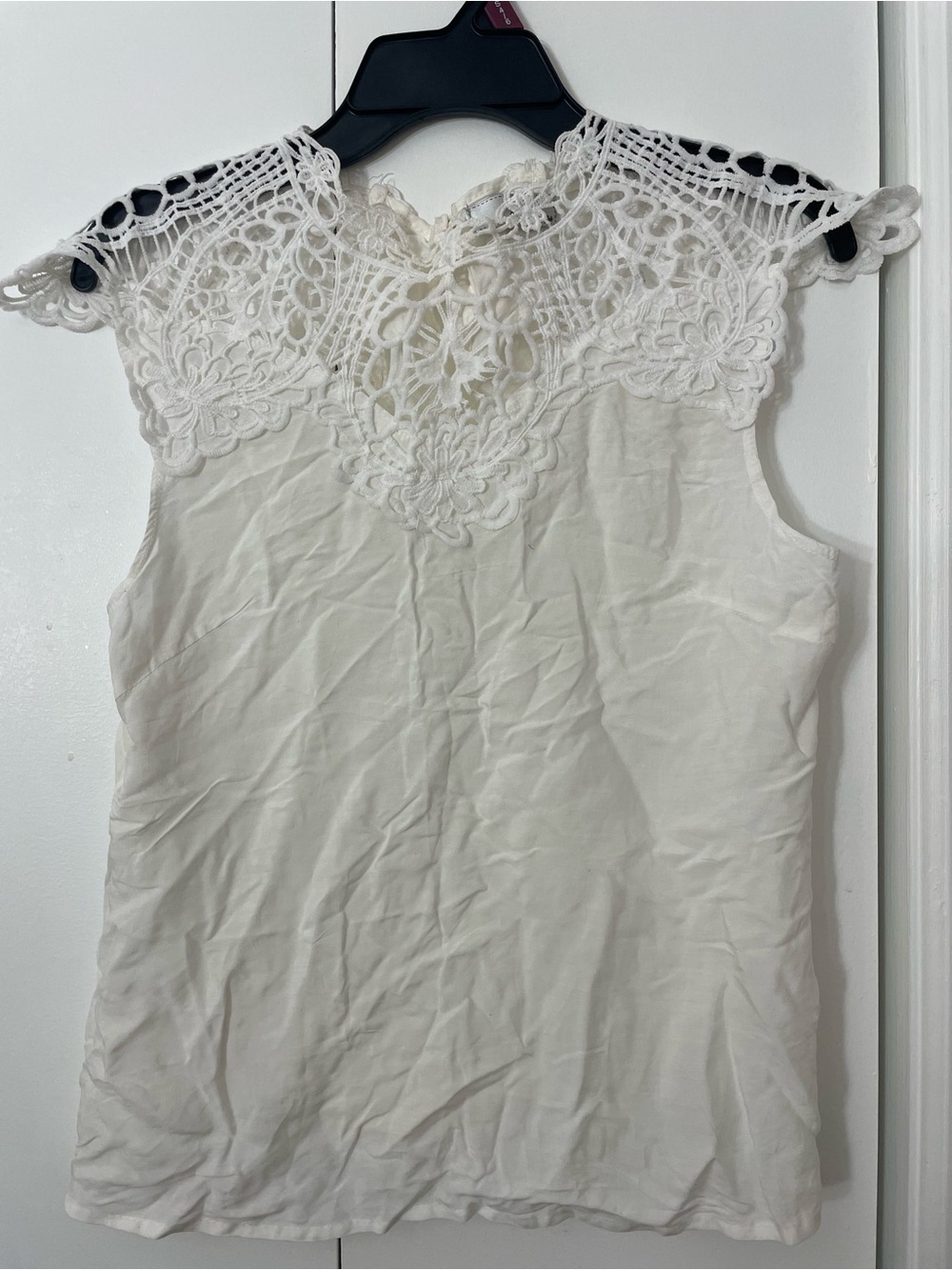 White Crochet Lace Sleeveless Top - Classic Women's Tank